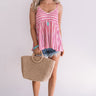 Sandbar Chic Stripe Babydoll Top In Fuchsia Image - 1