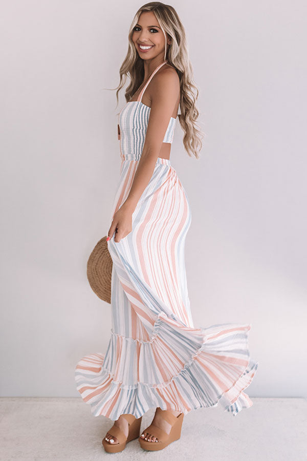 Sunning Ashore Smocked Maxi In Sky Blue Image - 2