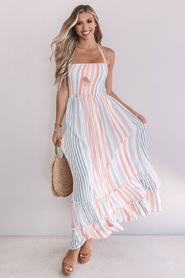 Sunning Ashore Smocked Maxi In Sky Blue Image - 1