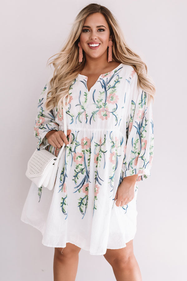 Summer And Sunsets Embroidered Dress In White  Curves Image - 2