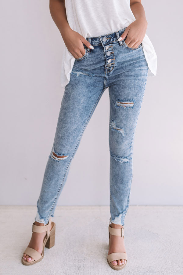The Sasha High Waist Distressed Ankle Skinny