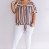 Hey, Happy Hour Stripe Top in Persimmon Curves Image - 1