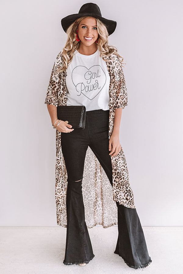 Dare To Dream Leopard Duster In Brown