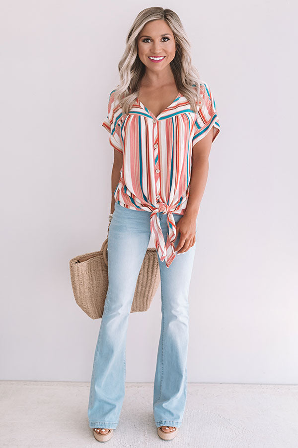 Hey, Happy Hour Stripe Top in Blooming Dahlia Image - 1