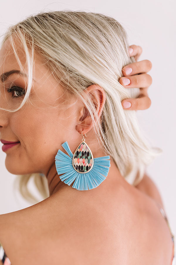 Flight To Florence Fan Earrings In Sky Blue