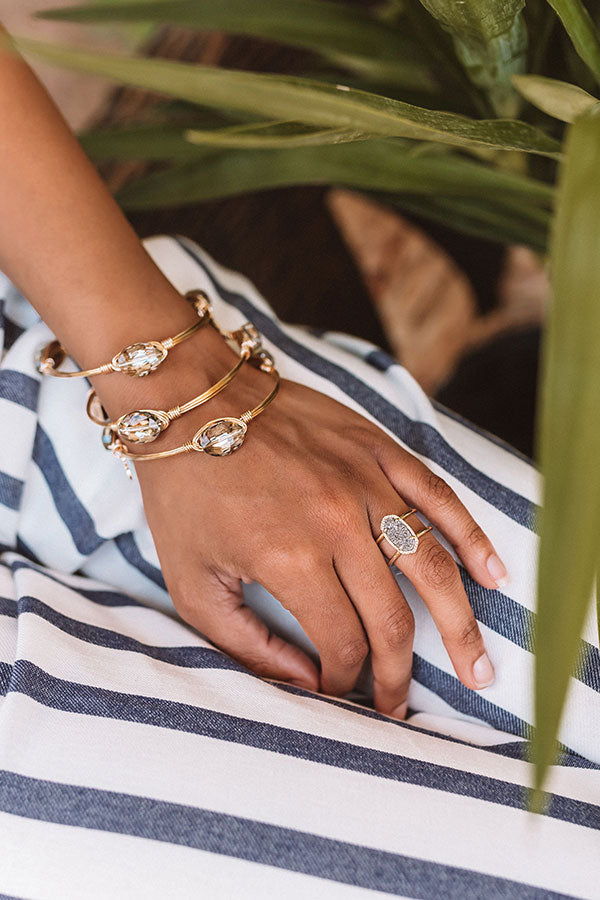 Kendra Scott Elyse Gold Ring in Platinum Drusy Image - 1