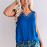Love Like This Lace Trim Tank In Royal Blue Image - 1