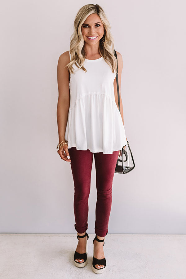 Sugar And Spritzers Babydoll Top In White