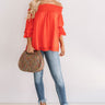 Wine And Sunshine Off Shoulder Top In Scarlet Image - 1
