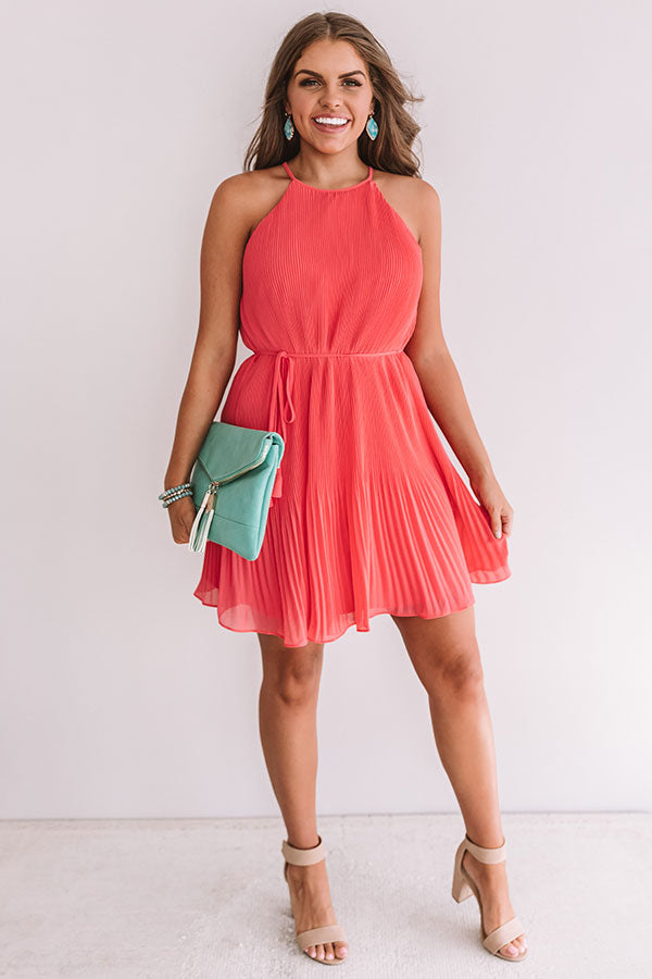 Laughing In London Pleated Dress In Calypso