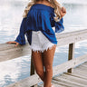 Wine And Sunshine Off Shoulder Top In Royal Blue Image - 1