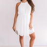 Laughing In London Pleated Dress In White Image - 1