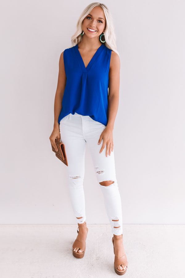 Under The Boardwalk Shift Tank In Royal Blue