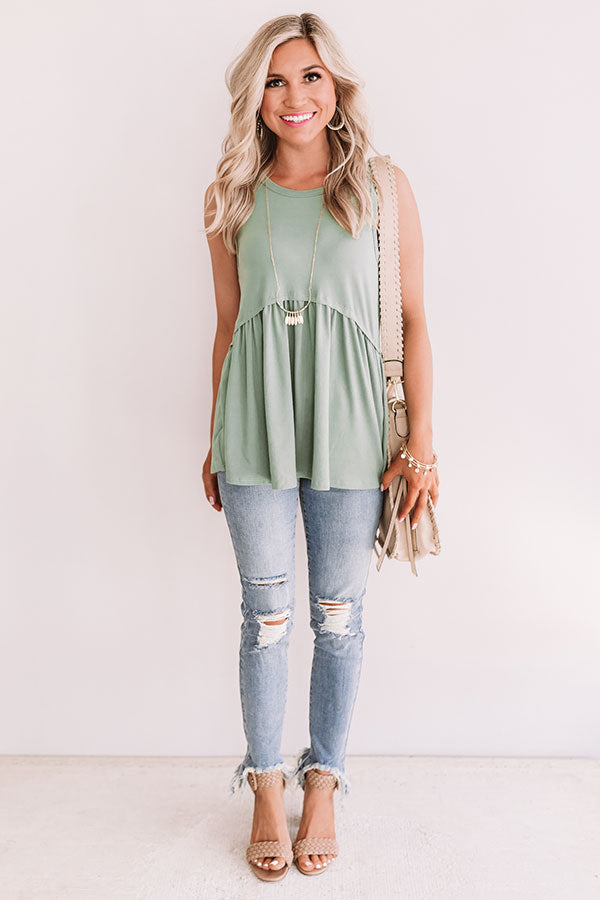 Sugar And Spritzers Babydoll Top In Pear