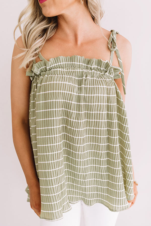 Better With Bellinis Stripe Tank In Pear Image - 2
