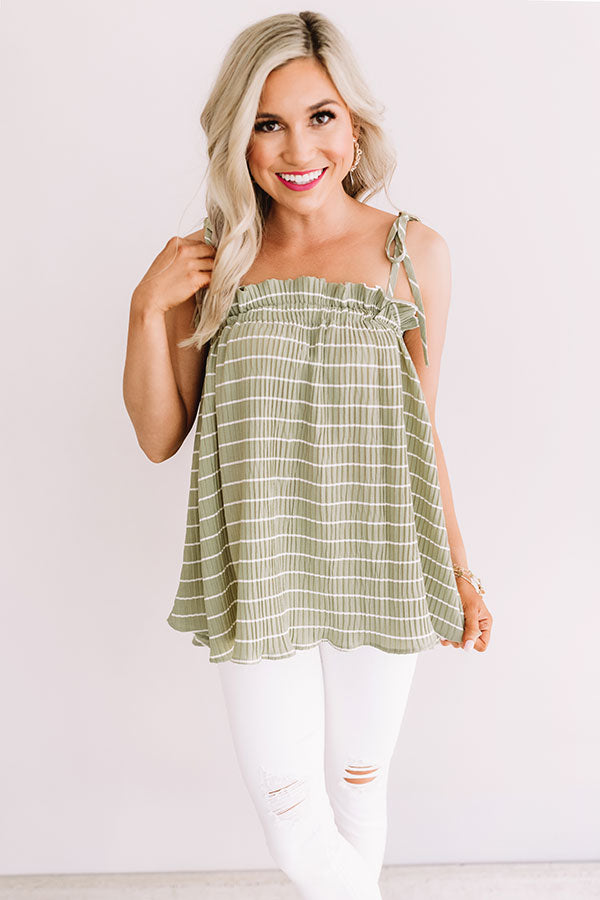 Better With Bellinis Stripe Tank In Pear Image - 1