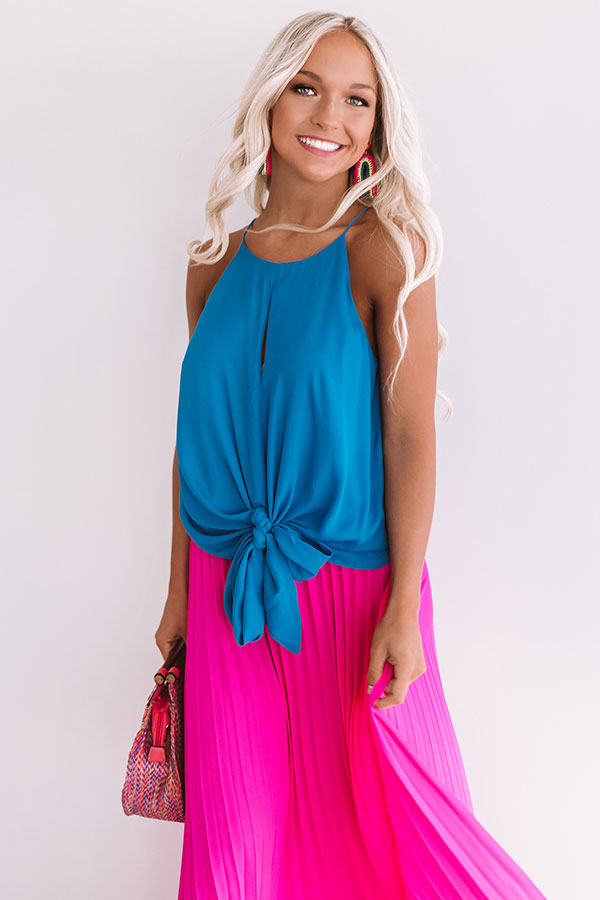 Love And Limoncello Tie Tank In Sapphire Image - 1