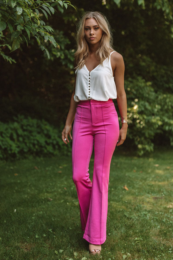 Stealing The Show High Waist Trousers In Hot Pink