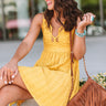 Setting Sail To Santorini Eyelet Dress In Marigold Image - 1