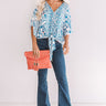 Sangria Season Floral Tie Top In Blue Image - 1