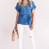 Front Page Worthy Chambray Wrap Top Image - 1