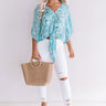 Sangria Season Floral Tie Top In Aqua Image - 1