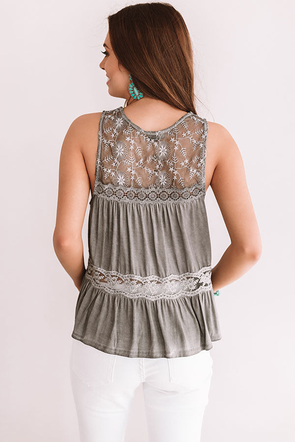 The Best Time Crochet Tank In Charcoal Image - 5