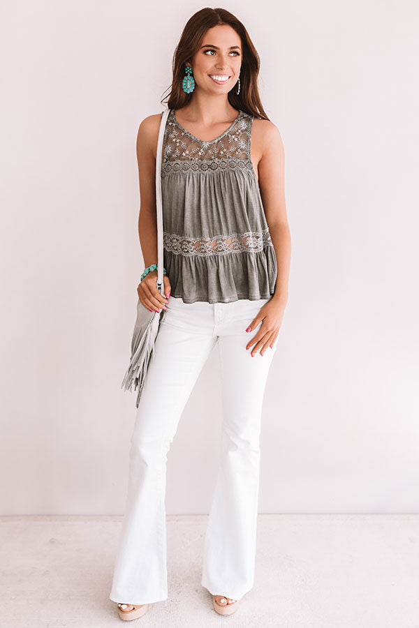 The Best Time Crochet Tank In Charcoal Image - 2