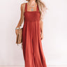 Light And Breezy Smocked Jumpsuit In Rust Image - 1