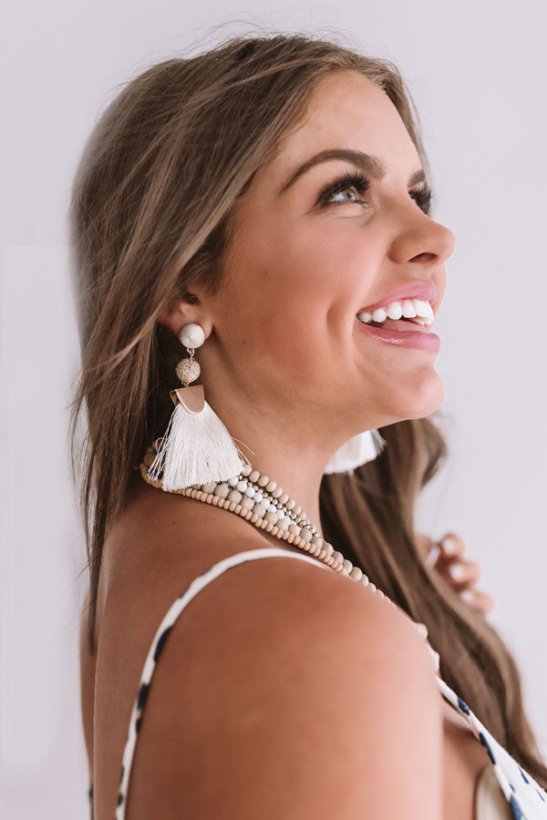 Forever Fashionably Late Tassel Earrings In Ivory