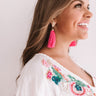 Cabana Fever Tassel Earrings In Hot Pink Image - 1
