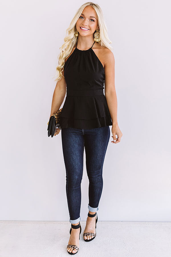 Leavin' On A Private Jet Halter Top In Black
