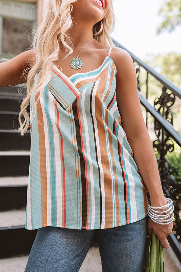 Walk The Line Stripe Shift Tank in Mint Image - 2
