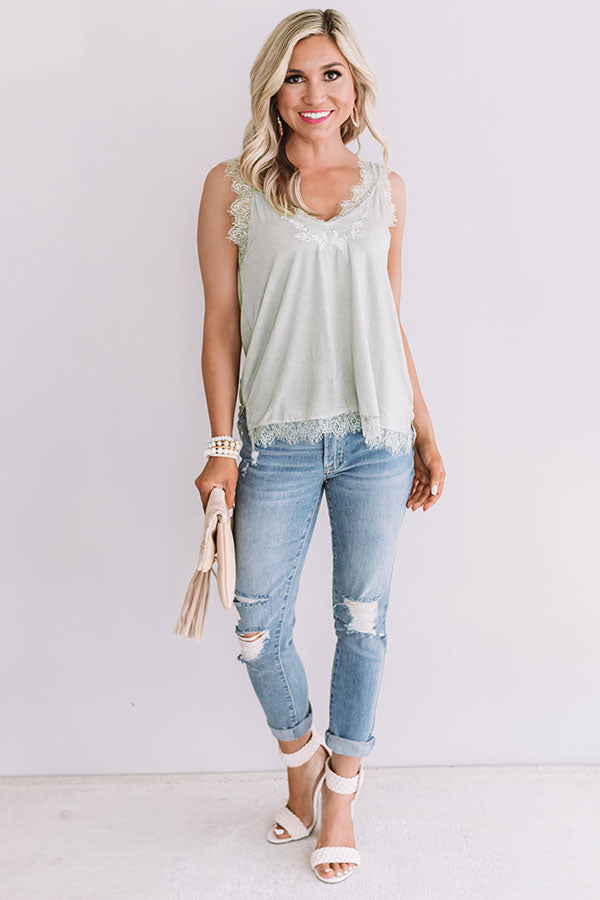 Pop The Pinot Lace Tank In Pear