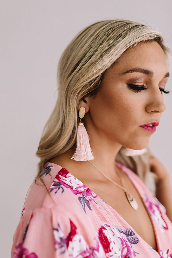 Cabana Fever Tassel Earrings In Light Pink