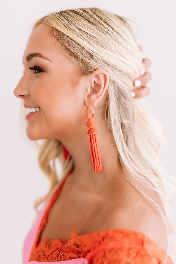 Prettier In Paradise Beaded Earrings In Tangerine