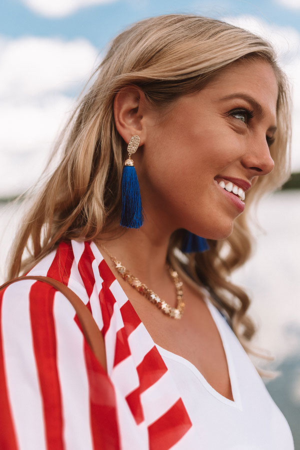 Cabana Fever Tassel Earrings In Royal Blue