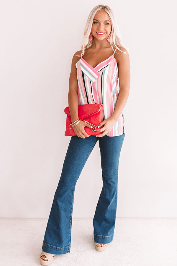 Walk The Line Stripe Shift Tank in Pink