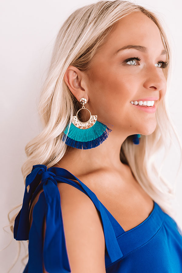 Chic And Steady Earrings In Ocean Blue