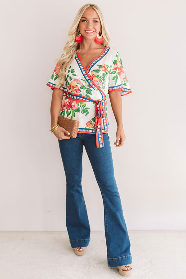 Cantina Sipping Wrap Top In Cream