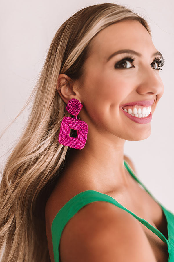 Spotted In Sonoma Beaded Earrings In Fuchsia