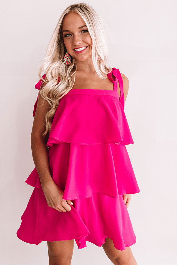 Tier Comes The Sun Shift Dress In Fuchsia