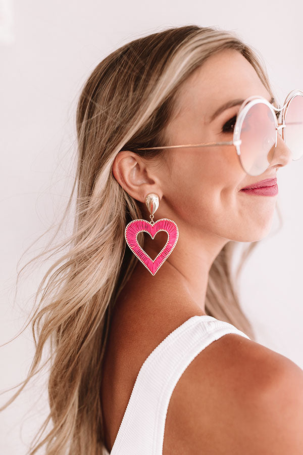Time For Romance Earrings In Hot Pink