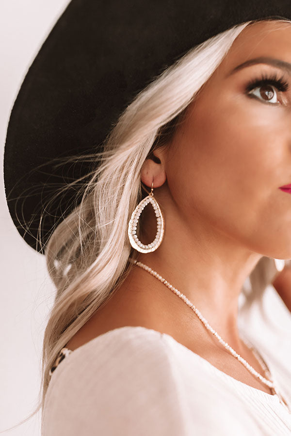 On The Rocks Beaded Earrings in White