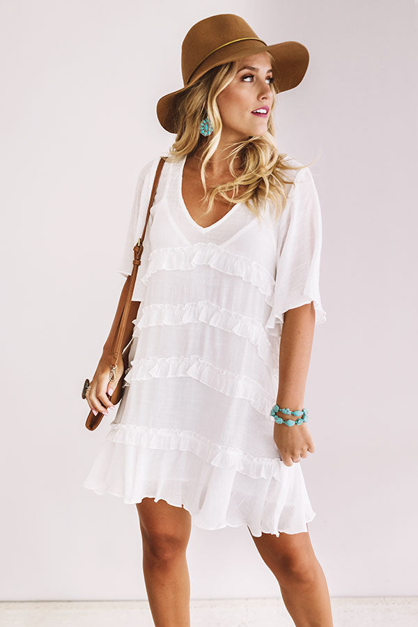 Denver Coffee Date Shift Dress In White