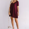 Down, Set, Chic T-Shirt Dress In Maroon Image - 1