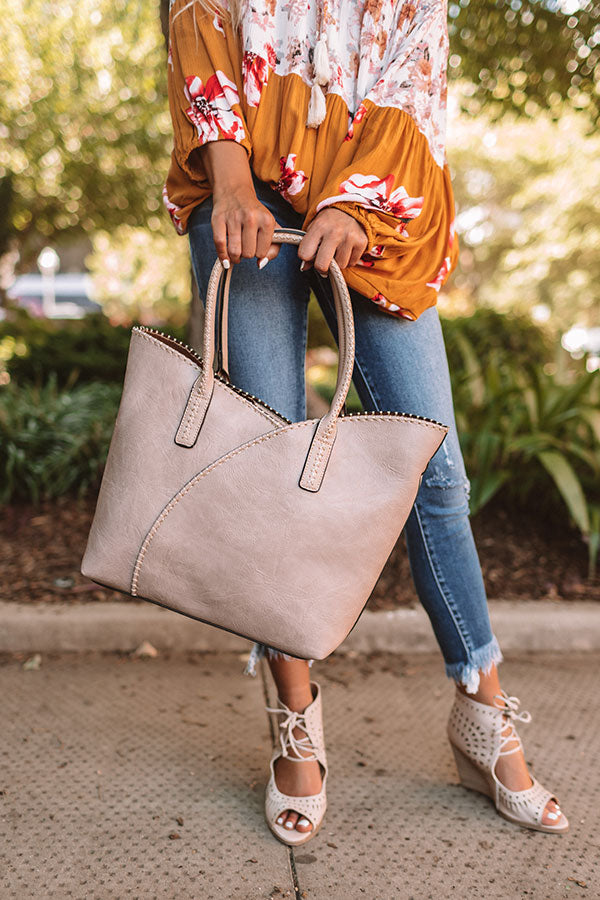 Weekend In NYC Faux Leather Tote In Taupe