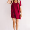 Down, Set, Chic T-Shirt Dress In Wine Image - 1