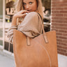 Weekend In NYC Faux Leather Tote In Tan Image - 1