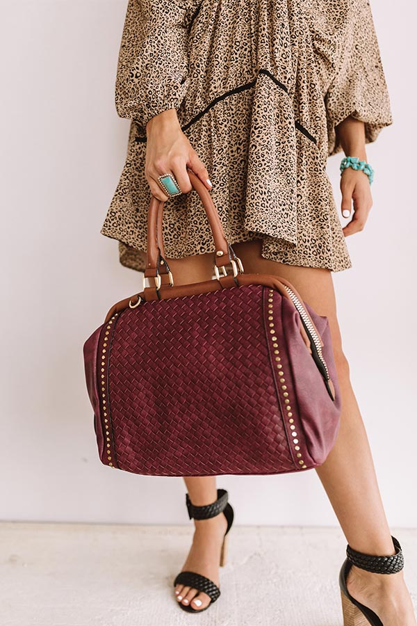 Road Trip Together Faux Leather Tote In Wine